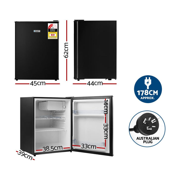 Devanti 70L Bar Fridge Black -Home Living Store - -  