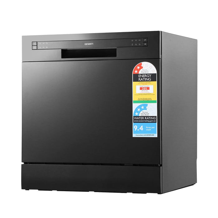 Devanti 8 Place Settings Benchtop Dishwasher Black -Home Living Store - -  