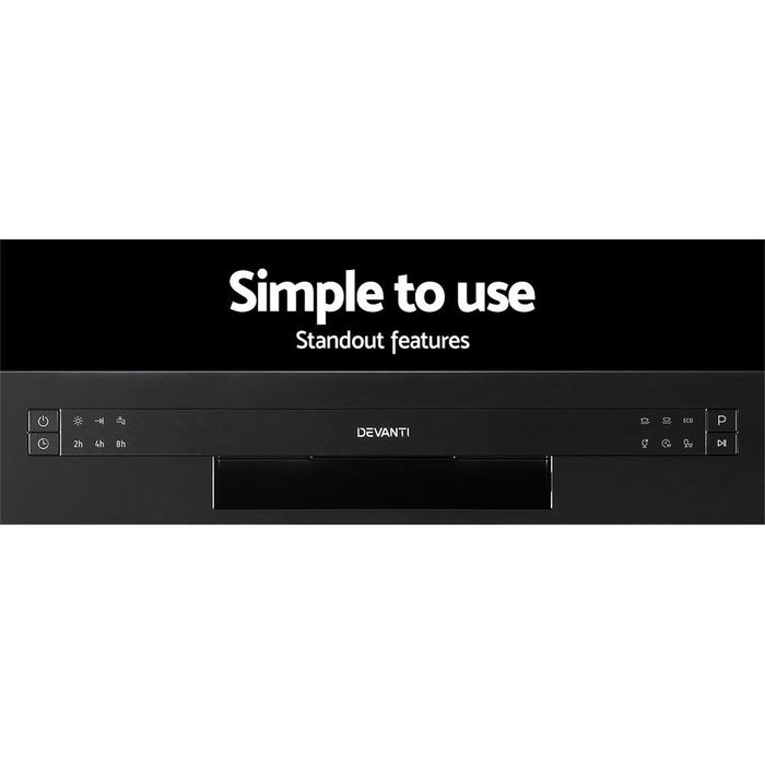 Devanti 8 Place Settings Benchtop Dishwasher Black -Home Living Store - -  