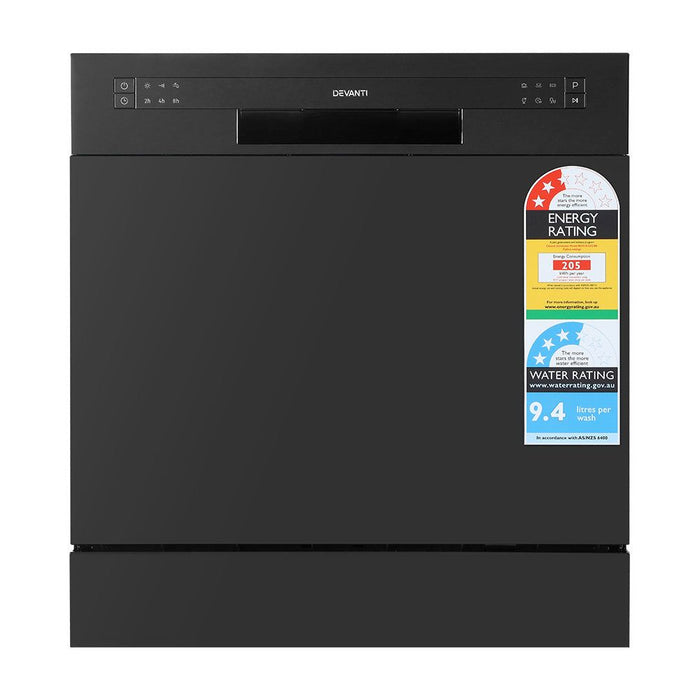 Devanti 8 Place Settings Benchtop Dishwasher Black -Home Living Store - -  