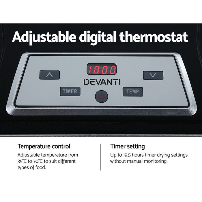 Devanti 9 Tray Food Dehydrators Commercial Beef Jerky Maker Fruit Dryer Black -Home Living Store - -  