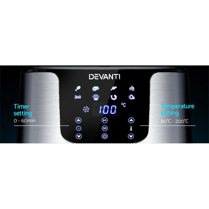 Devanti Air Fryer 7L LCD Fryers Oil Free Oven Airfryer Kitchen Healthy Cooker -Home Living Store - -  