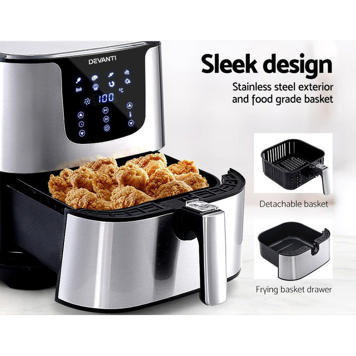 Devanti Air Fryer 7L LCD Fryers Oil Free Oven Airfryer Kitchen Healthy Cooker -Home Living Store - -  