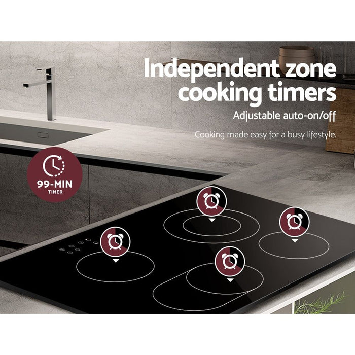 Devanti Ceramic Cooktop 77cm Electric Cooker 4 6 Burner Stove Hob Touch Control -Home Living Store - -  