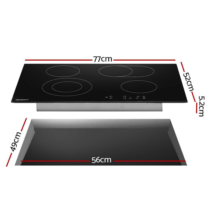 Devanti Ceramic Cooktop 77cm Electric Cooker 4 6 Burner Stove Hob Touch Control -Home Living Store - -  