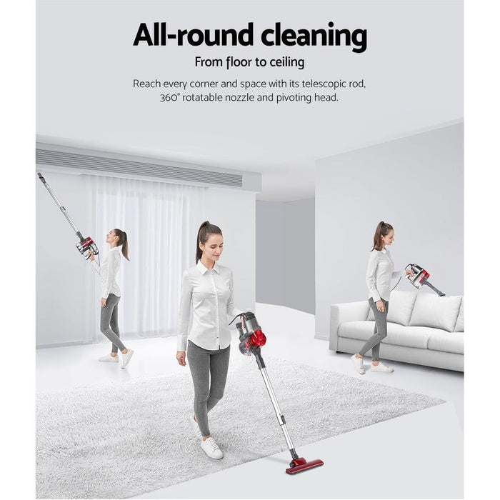 Devanti Corded Handheld Bagless Vacuum Cleaner Red and Silver Home Living Store