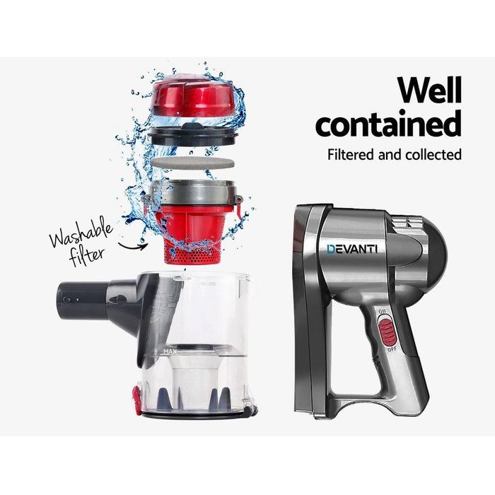Devanti Corded Handheld Bagless Vacuum Cleaner - Red and Silver -Home Living Store - -  