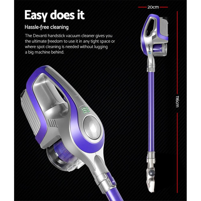 Devanti Cordless Stick Vacuum Cleaner - Purple & Grey -Home Living Store - -  