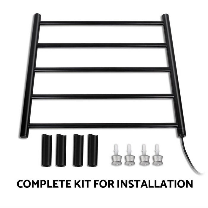 Devanti Electric Heated Towel Rail Rack 5 Bars Wall Mounted Clothes Dry Warmer -Home Living Store - -  