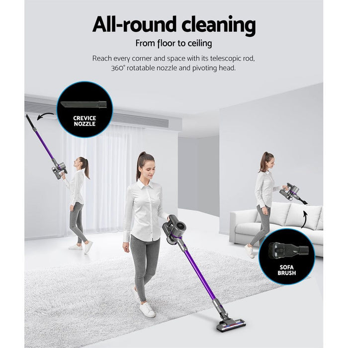 Devanti Handheld Vacuum Cleaner Bagless Cordless 120W Purple -Home Living Store - -  