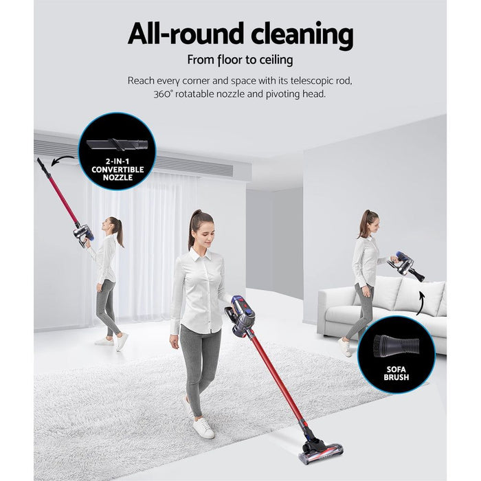 Devanti Handheld Vacuum Cleaner HEPA Filter Red 150W -Home Living Store - -  