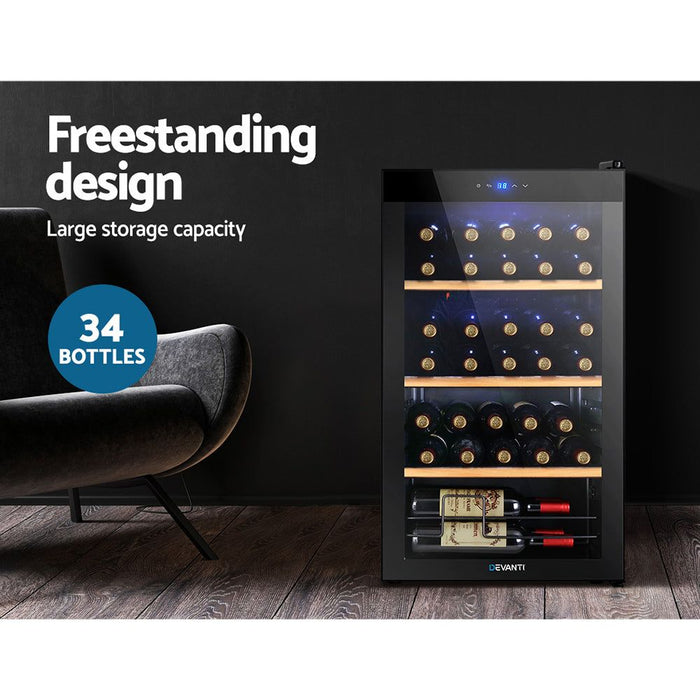 Devanti Wine Cooler 34 Bottles Compressor Chiller Beverage Fridge -Home Living Store - -  