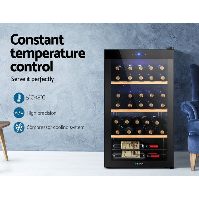 Devanti Wine Cooler 34 Bottles Compressor Chiller Beverage Fridge -Home Living Store - -  