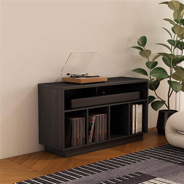EDISON Media Stand 1200mm, Vinyl Record Storage & Component Cabinet in Black Oak Finish by Tauris