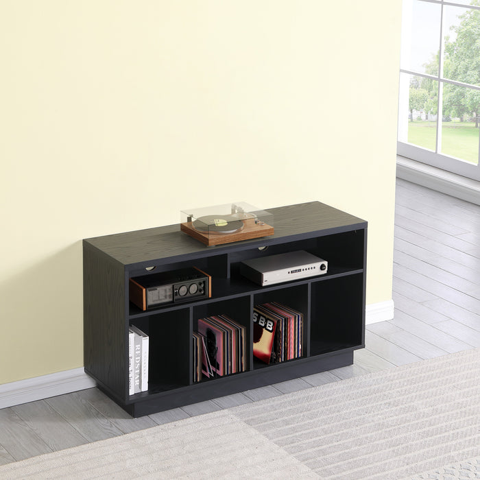 EDISON Media Stand 1200mm, Vinyl Record Storage & Component Cabinet in Black Oak Finish by Tauris
