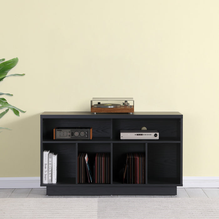 EDISON Media Stand 1200mm, Vinyl Record Storage & Component Cabinet in Black Oak Finish by Tauris