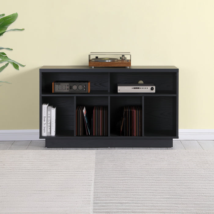 EDISON Media Stand 1200mm, Vinyl Record Storage & Component Cabinet in Black Oak Finish by Tauris