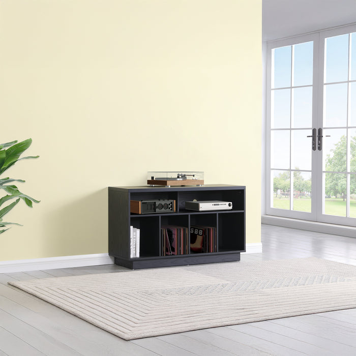 EDISON Media Stand 1200mm, Vinyl Record Storage & Component Cabinet in Black Oak Finish by Tauris