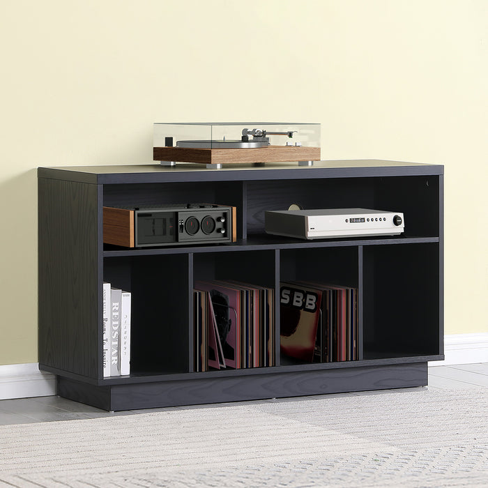 EDISON Media Stand 1200mm, Vinyl Record Storage & Component Cabinet in Black Oak Finish by Tauris