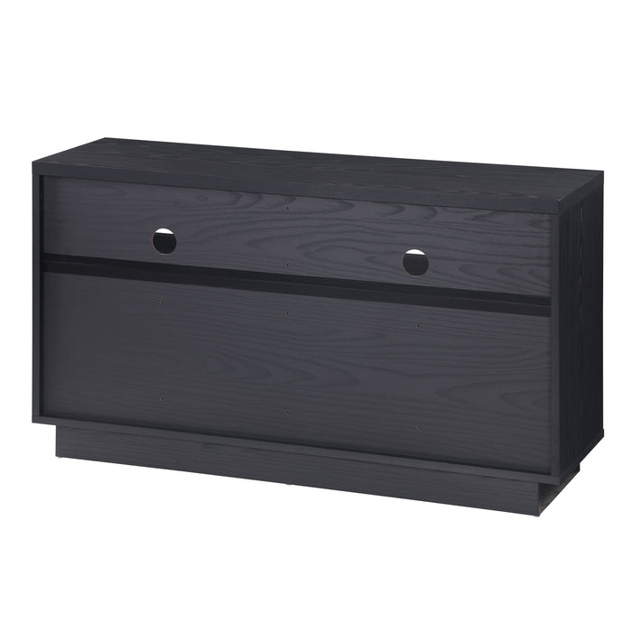 EDISON Media Stand 1200mm, Vinyl Record Storage & Component Cabinet in Black Oak Finish by Tauris