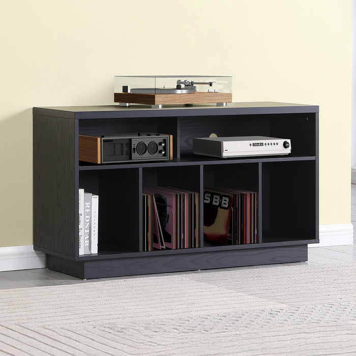 EDISON Media Stand 1200mm, Vinyl Record Storage & Component Cabinet in Black Oak Finish by Tauris