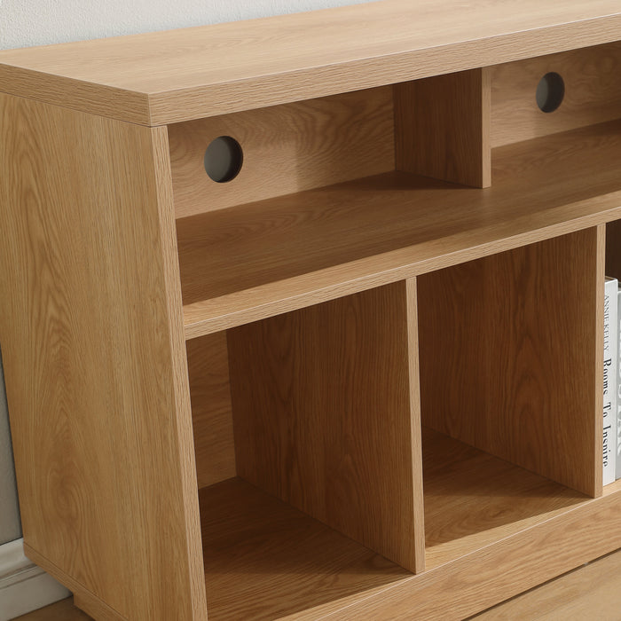 EDISON Media Stand 1200mm, Vinyl Record Storage & Component Cabinet in Red Oak Finish by Tauris