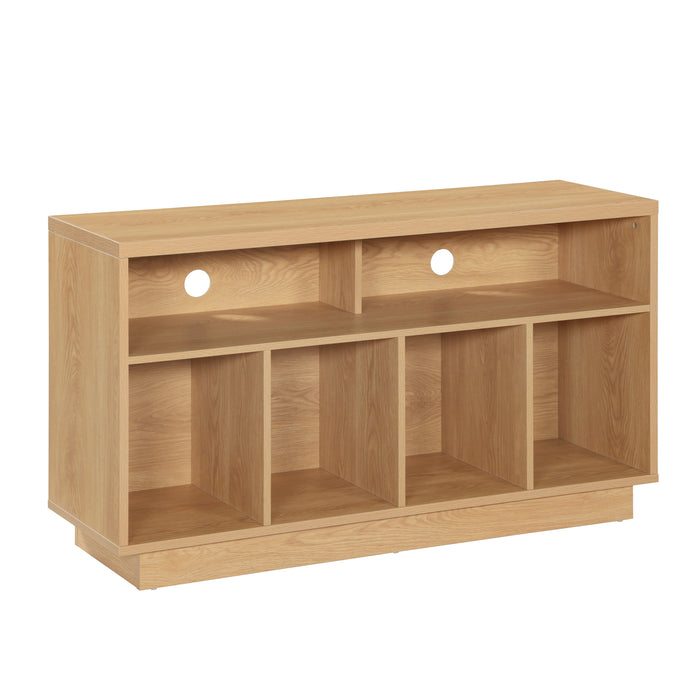 EDISON Media Stand 1200mm, Vinyl Record Storage & Component Cabinet in Red Oak Finish by Tauris