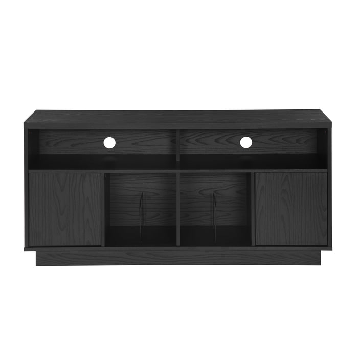EDISON Media Stand 1400mm, Vinyl Record & Component Storage with Cupboards, Black Oak Finish by Tauris