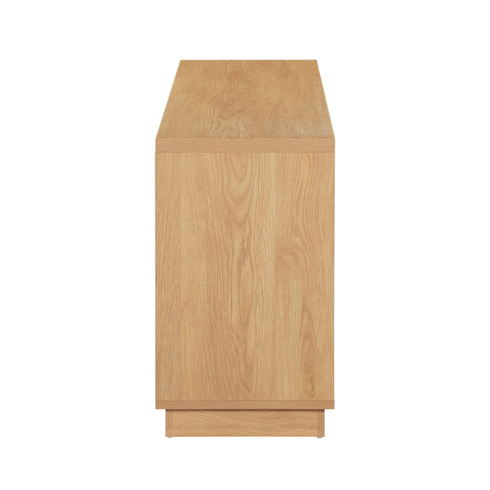 EDISON Media Stand 1400mm, Vinyl Record & Component Storage with Cupboards, Red Oak Finish by Tauris