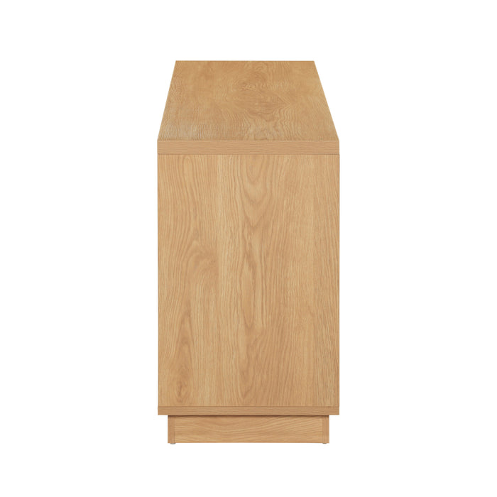 EDISON Media Stand 1400mm, Vinyl Record & Component Storage with Cupboards, Red Oak Finish by Tauris