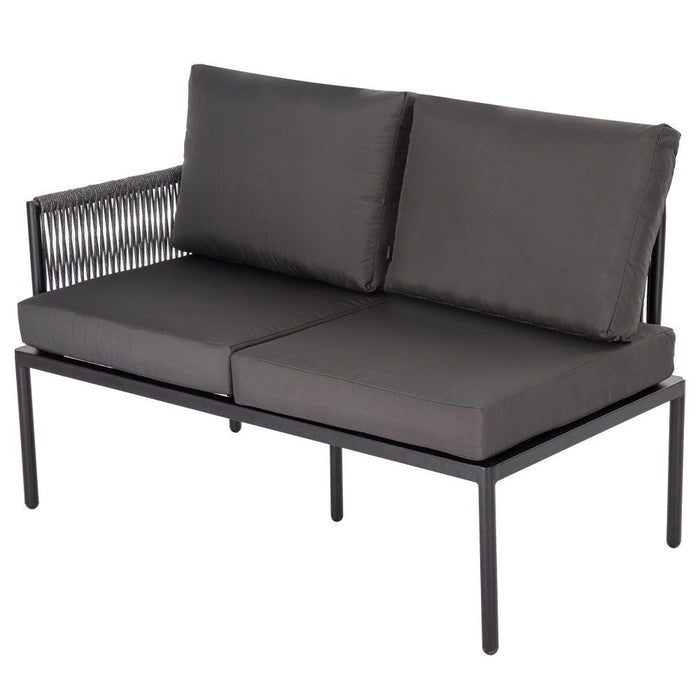Eden 4-Seater Outdoor Lounge Set with Coffee Table in Black-Stylish Textile and Rope Design -Home Living Store - -  