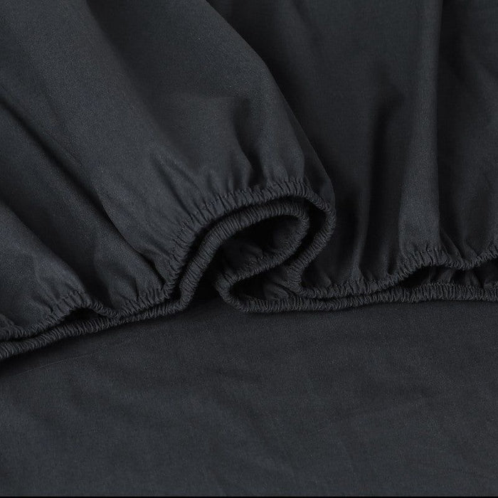 Elan Linen 100% Egyptian Cotton Vintage Washed 500TC Charcoal 50 cm Deep Mega Queen SIze Bed Sheets Set -Home Living Store - -  
