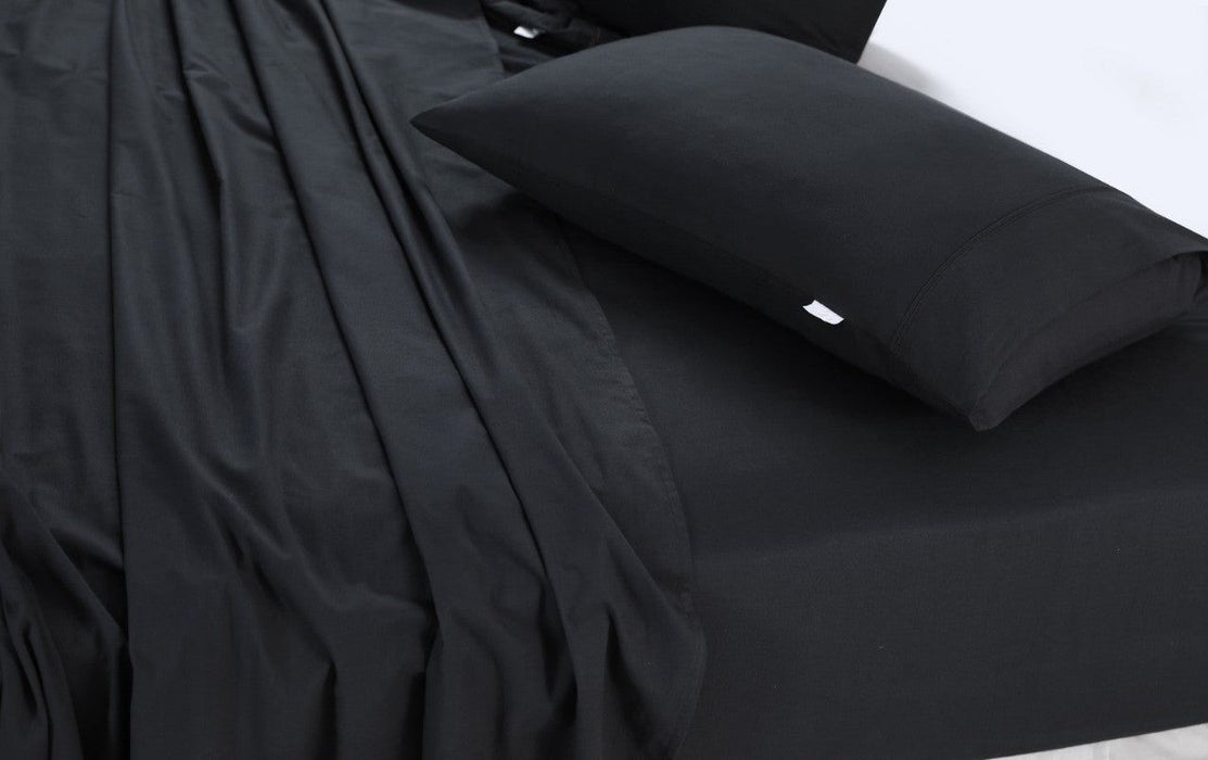 Elan Linen 100% Egyptian Cotton Vintage Washed 500TC Charcoal 50 cm Deep Mega Queen SIze Bed Sheets Set -Home Living Store - -  