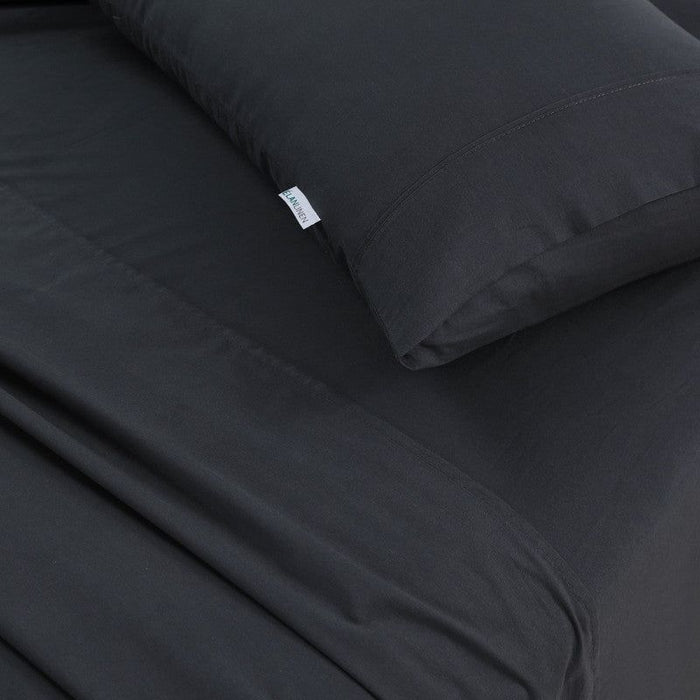 Elan Linen 100% Egyptian Cotton Vintage Washed 500TC Charcoal 50 cm Deep Mega Queen SIze Bed Sheets Set -Home Living Store - -  