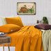 Elan Linen 100% Egyptian Cotton Vintage Washed 500TC Mustard Double Bed Sheets Set -Home Living Store - -  