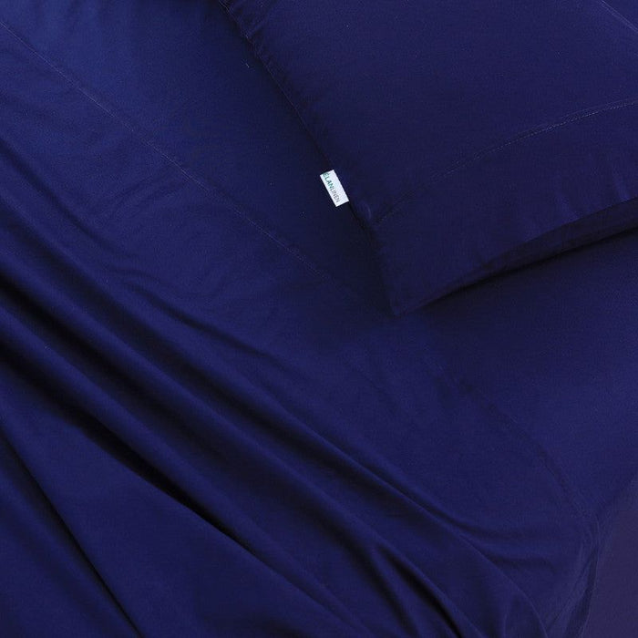 Elan Linen 100% Egyptian Cotton Vintage Washed 500TC Navy Blue 50 cm Deep Mega Queen Bed Sheets Set -Home Living Store - -  