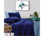 Elan Linen 100% Egyptian Cotton Vintage Washed 500TC Navy Blue Single Bed Sheets Set -Home Living Store - -  