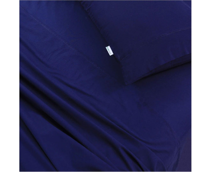 Elan Linen 100% Egyptian Cotton Vintage Washed 500TC Navy Blue Single Bed Sheets Set -Home Living Store - -  