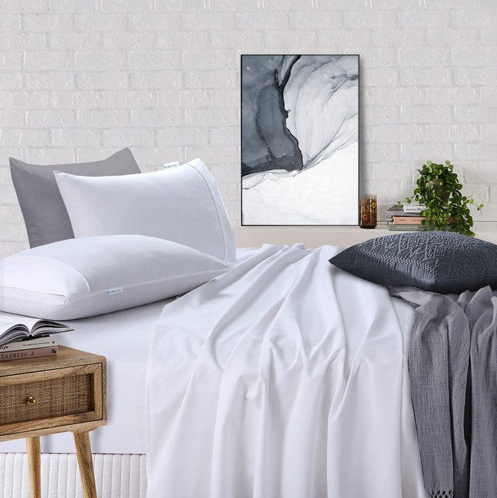 Elan Linen 100% Egyptian Cotton Vintage Washed 500TC White 50 cm deep Mega King Bed Sheets Set -Home Living Store - -  