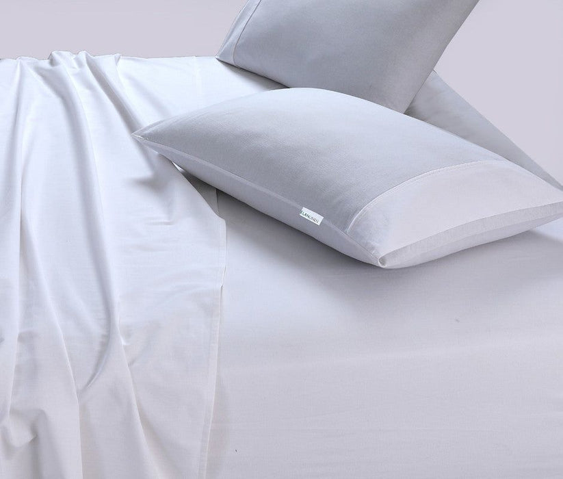 Elan Linen 100% Egyptian Cotton Vintage Washed 500TC White Double Bed Sheets Set -Home Living Store - -  