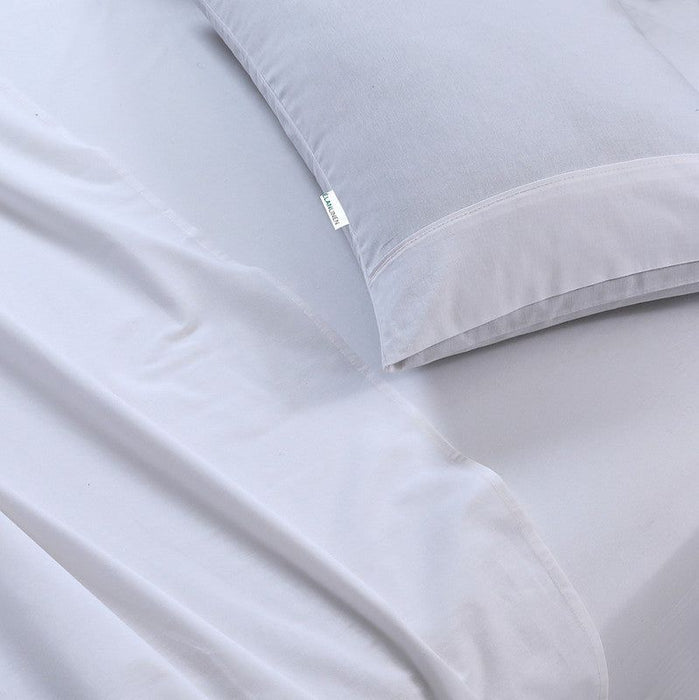 Elan Linen 100% Egyptian Cotton Vintage Washed 500TC White Double Bed Sheets Set -Home Living Store - -  