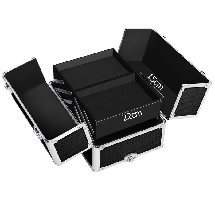 Embellir Makeup Case Beauty Trolley Cosmetic Organiser Box Travel Wheels Black -Home Living Store - -  