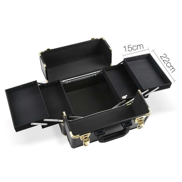 Embellir Makeup Case Beauty Trolley Cosmetic Organiser Box Travel Wheels Gold -Home Living Store - -  