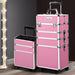 Embellir Makeup Case Beauty Trolley Cosmetic Organiser Box Travel Wheels Pink -Home Living Store - -  
