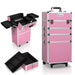 Embellir Makeup Case Beauty Trolley Cosmetic Organiser Box Travel Wheels Pink -Home Living Store - -  