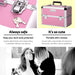 Embellir Makeup Case Beauty Trolley Cosmetic Organiser Box Travel Wheels Pink -Home Living Store - -  