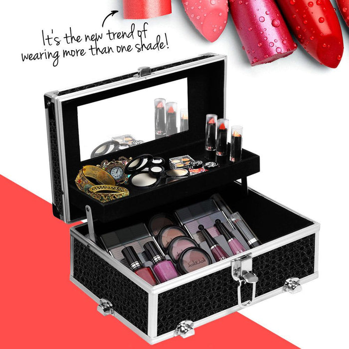 Embellir Portable Cosmetic Beauty Makeup Carry Case with Mirror - Crocodile Black -Home Living Store - -  
