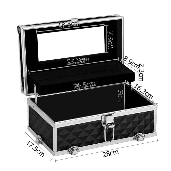 Embellir Portable Cosmetic Beauty Makeup Carry Case with Mirror - Diamond Black -Home Living Store - -  