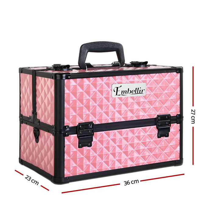 Embellir Portable Cosmetic Beauty Makeup Case - Diamond Pink -Home Living Store - -  