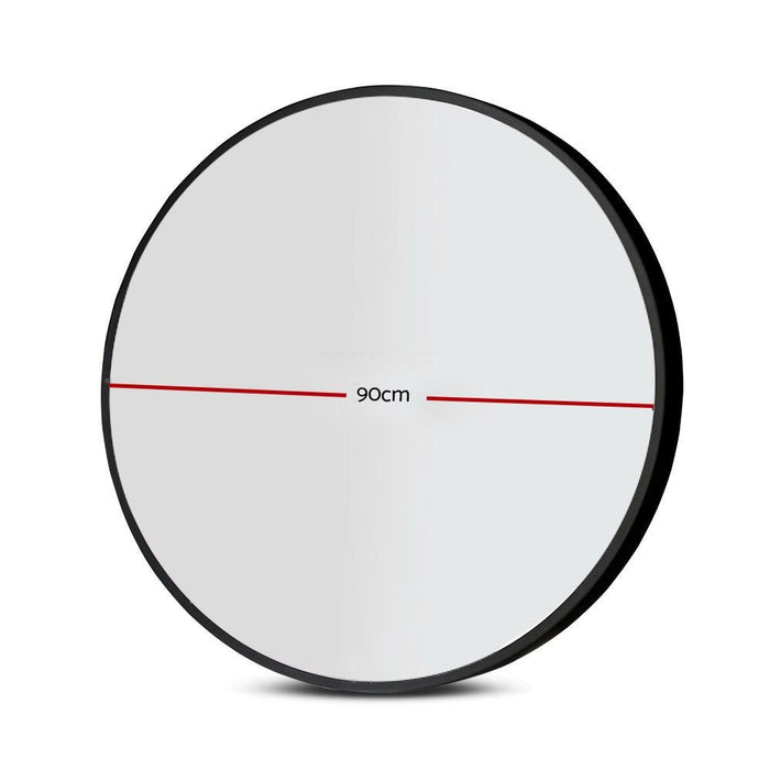 Embellir Wall Mirror Makeup 90cm Home Decor Framed Mirrors Bathroom Round Black -Home Living Store - -  